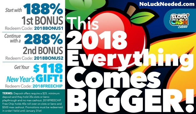 No Deposit Bonus Codes 2018 Slotocash